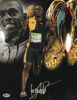 #1 Jamaica Usain Bolt Signed 11x14 Photo Authentic Autograph Beckett Bas Coa 19