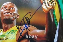 GOLD SHOES Usain Bolt Signed 2008 Beijing Olympics 11x14 Photo Proof JSA