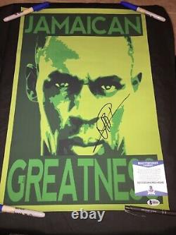 Usain Bolt Signed 14x22 Silk Screen Jamaican Greatness Image Beckett #2