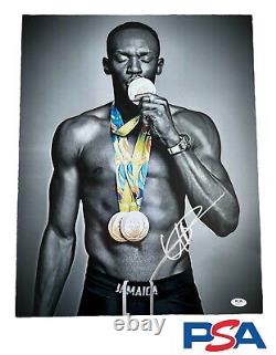 Usain Bolt Signed Autographed 16x20 Photo Psa/Dna 2016 Rio Olympics Gold Jamaica