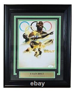 Usain Bolt Signed Framed 8x10 Olympic Track Collage Photo JSA Hologram