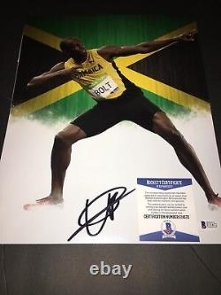 Usain Bolt Signed Jamaican 11x14 Photo 9 Gold Medals Rio Olympics Beckett #4