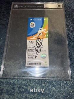 Usain Bolt Signed Official 2016 Rio Olympic Ticket Gold Medal Beckett Slab #2
