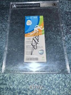 Usain Bolt Signed Official Rio 2016 Olympic Ticket Gold Medal Beckett Slab