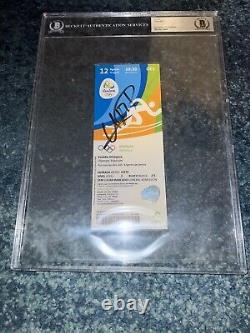 Usain Bolt Signed Official Rio 2016 Olympic Ticket Gold Medal Beckett Slab #3