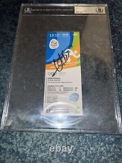 Usain Bolt Signed Official Rio 2016 Olympic Ticket Gold Medal Beckett Slab #6