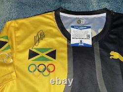 Usain Bolt Signed Puma Rio Olympics Jersey Gold Medal Fastest Jamaica Beckett #8