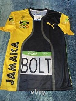Usain Bolt Signed Puma Rio Olympics Jersey Gold Medal Fastest Jamaica Beckett #8