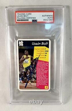 Usain Bolt Signed Trading Card Olympics Champion PSA/DNA 1 COA