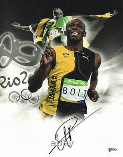 Wow L@@k Usain Bolt Signed 11x14 Photo Authentic Autograph Beckett Bas Coa 34