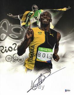 Wow L@@k Usain Bolt Signed 11x14 Photo Authentic Autograph Beckett Bas Coa 40