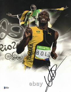 Wow L@@k Usain Bolt Signed 11x14 Photo Authentic Autograph Beckett Bas Coa 43