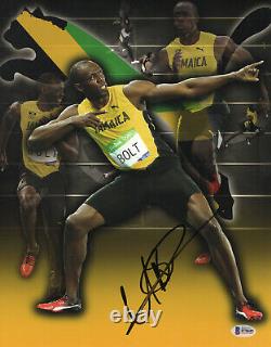 Wow L@@k Usain Bolt Signed 11x14 Photo Authentic Autograph Beckett Bas Coa 46